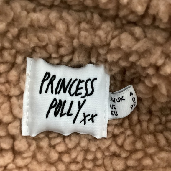PRINCESS POLLY SIZE 0 TEDDY TAN BROWN DORIA JACKET SHERPA SOFT TOP GUC - Picture 11 of 13